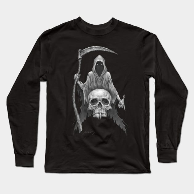 Reaper and Skull Long Sleeve T-Shirt by Paul_Abrams